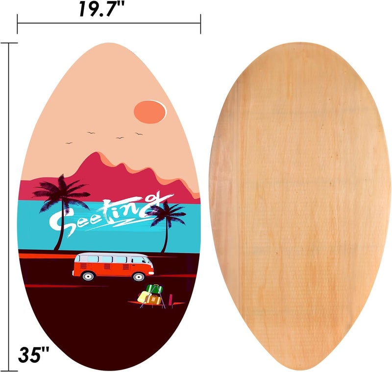 Seething 35 Inch Skimboard with High Gloss Coat Wood Skim Board for Beginners,Kids, Teenagers, Adults and All Skimming - Image 2